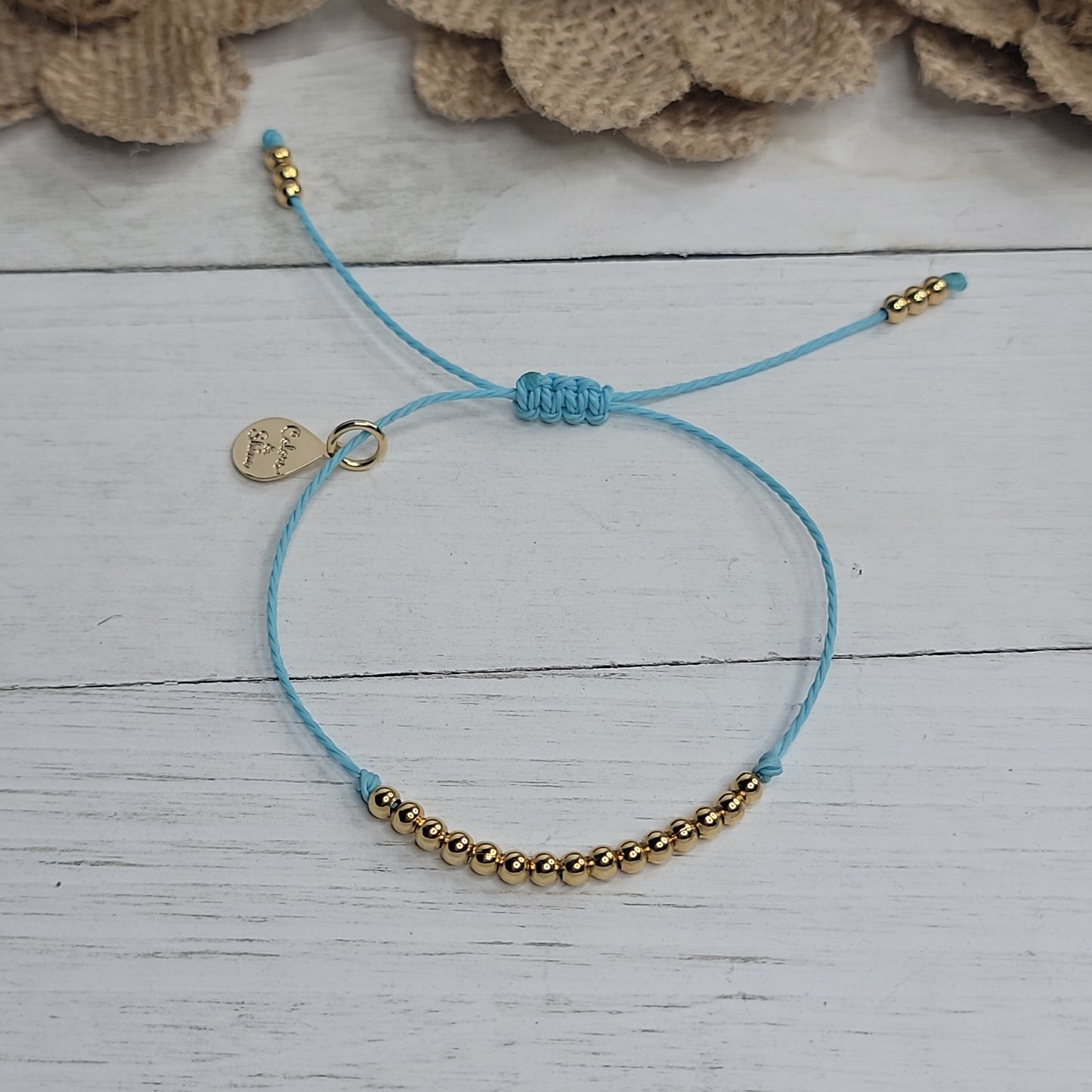 Adjustable Bracelet with Small Round 18k Gold-Filled Beads | Available in many Colors