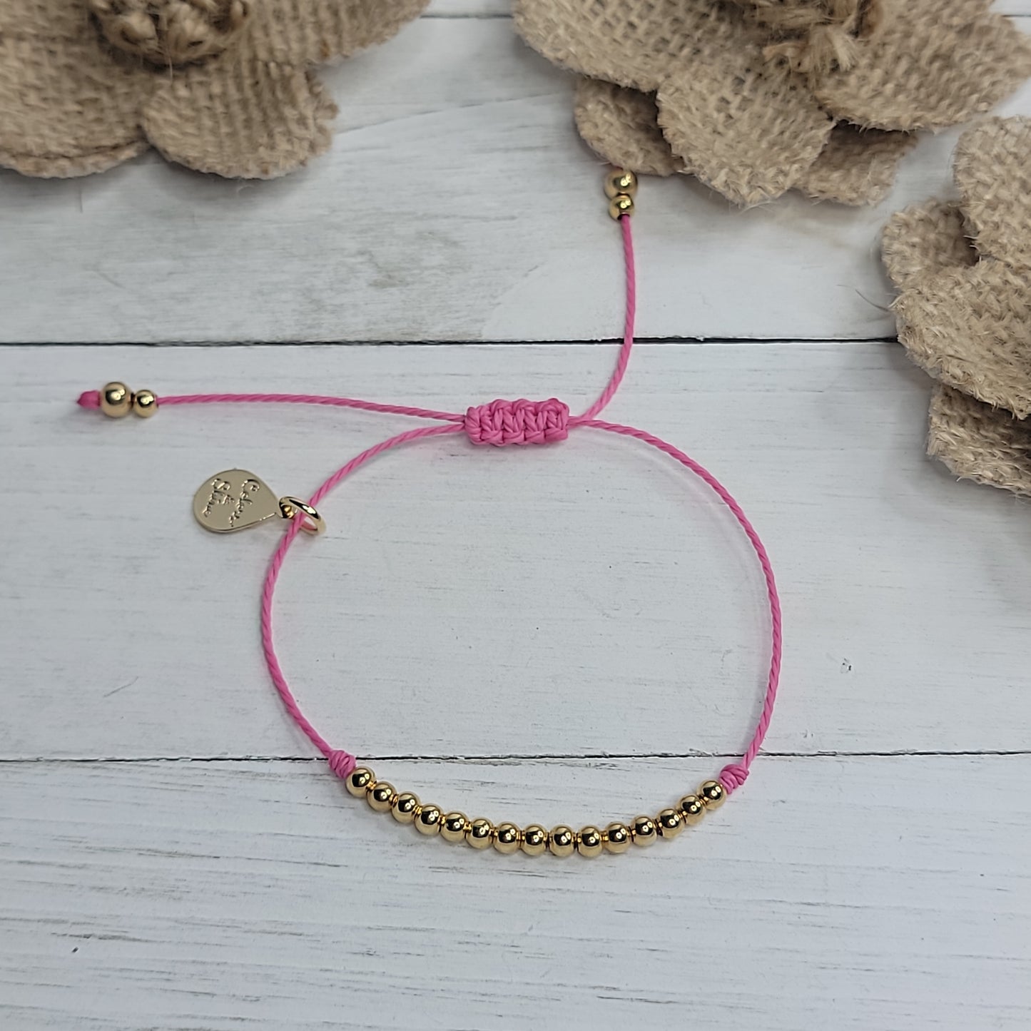 Pink & Gold Small Beaded Bracelet