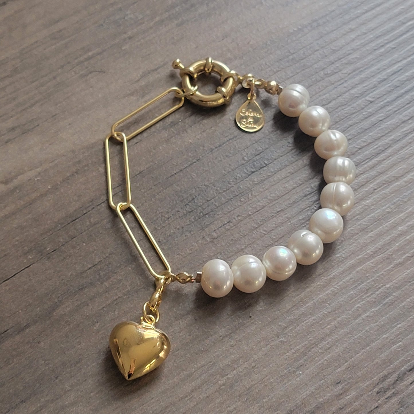 Pearl & Paperclip Chain Bracelet