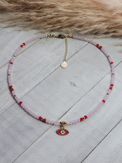 Red Evil Eye & Red- Pink Crystals