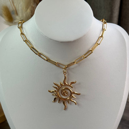 Paperclip Big Sun Necklace