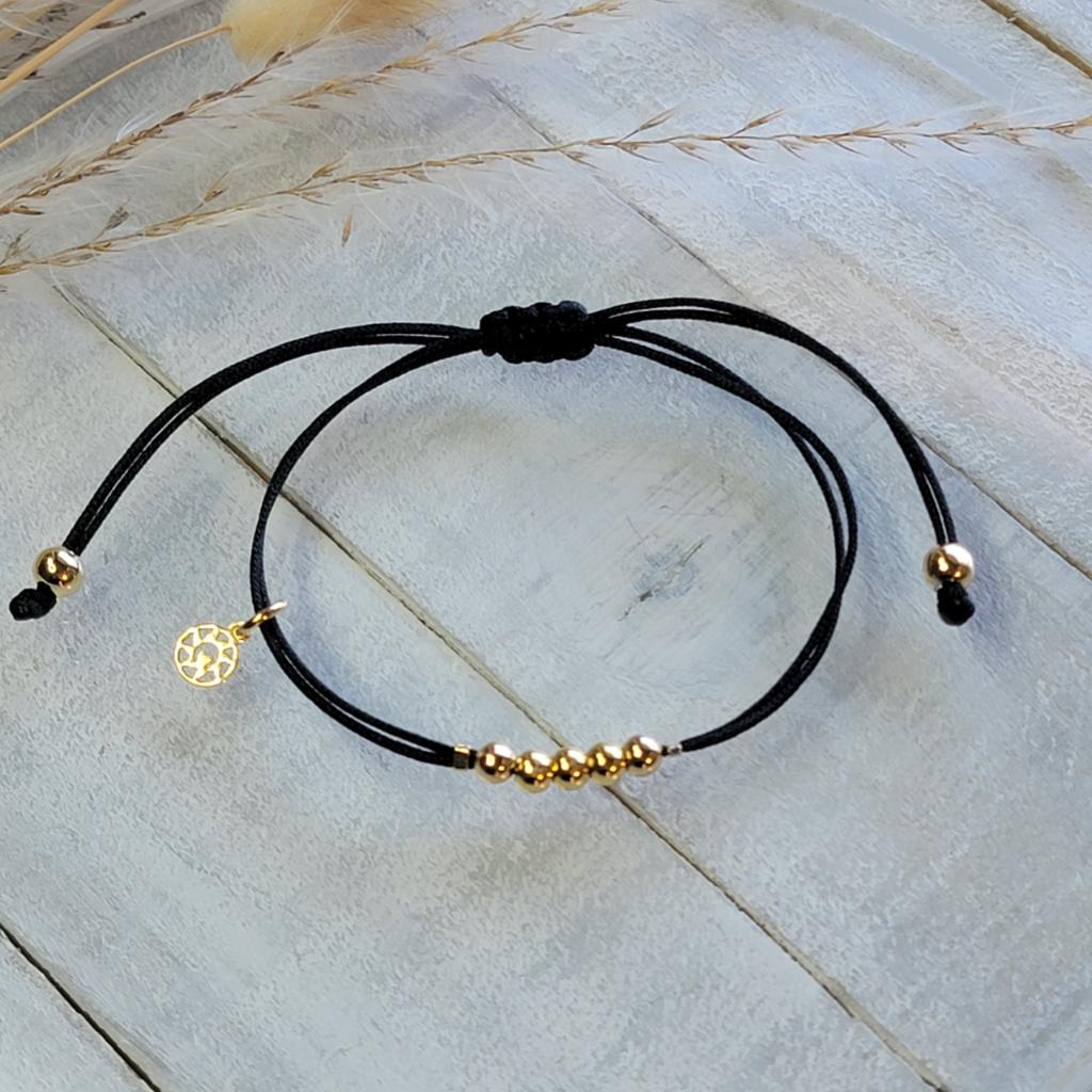 Adjustable Bracelet with Medium Round 18k Gold-Filled Beads