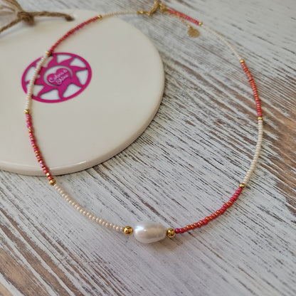 Delicate Beaded Necklace & Freshwater Pearl