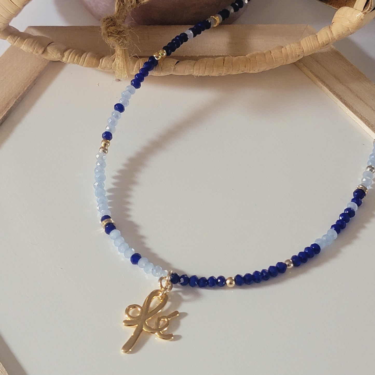 Fé/Faith Blue Crystal Necklace