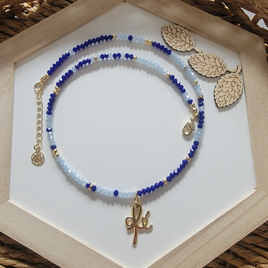 Fé/Faith Blue Crystal Necklace