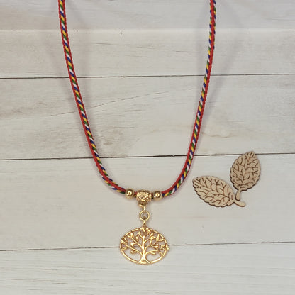 Multicolor Cord Tree of Life Necklace