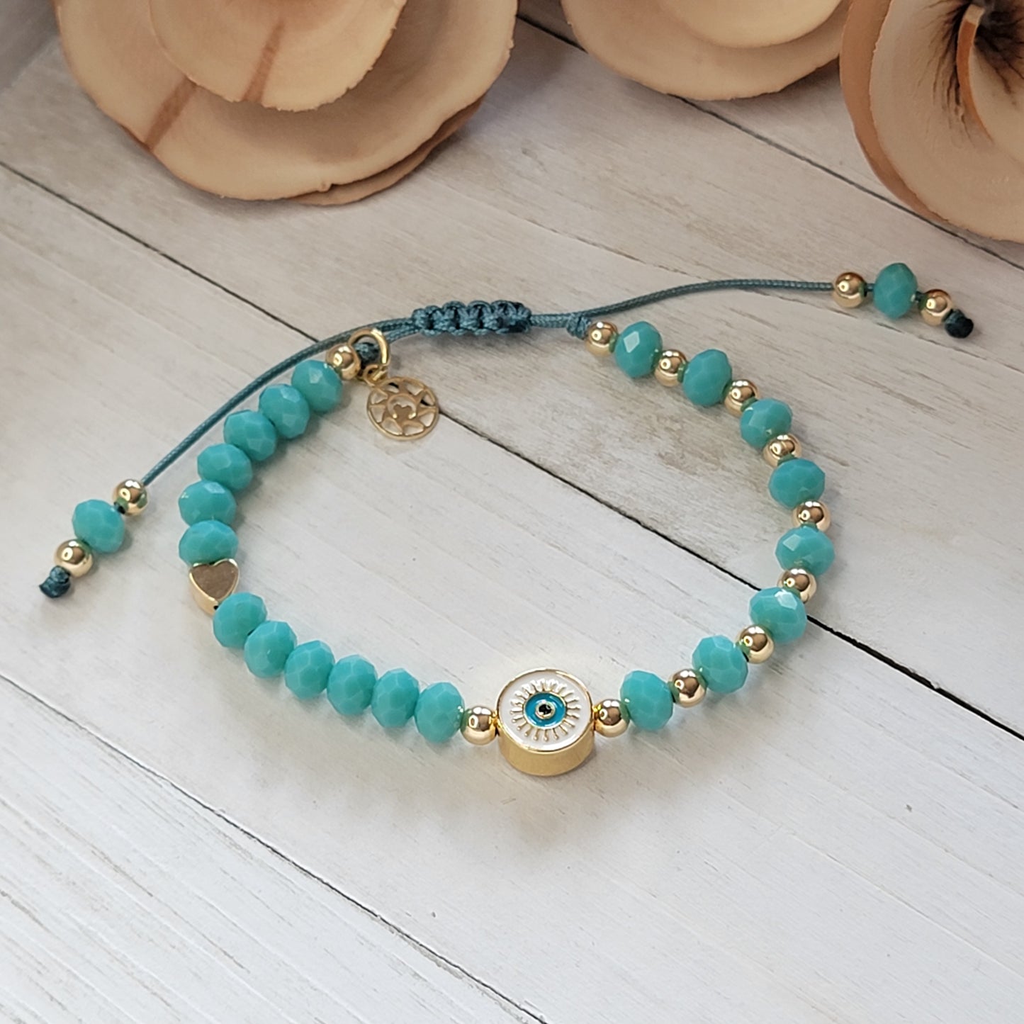 Elegant Protection Bracelet with Turquoise Crystals & 18k Gold-Filled Details