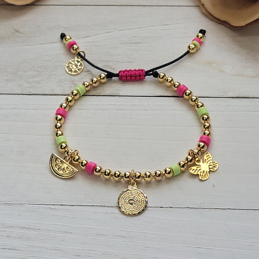 Multicolor Beaded Bracelet with Charms