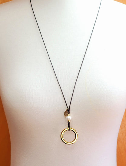 Long Necklace With Freshwater Pearl And Gold-filled Details (Available in Many colors)