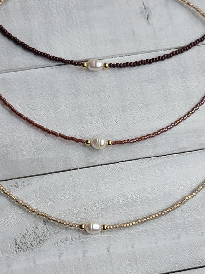 Beaded Choker Necklace With Freshwater Pearl