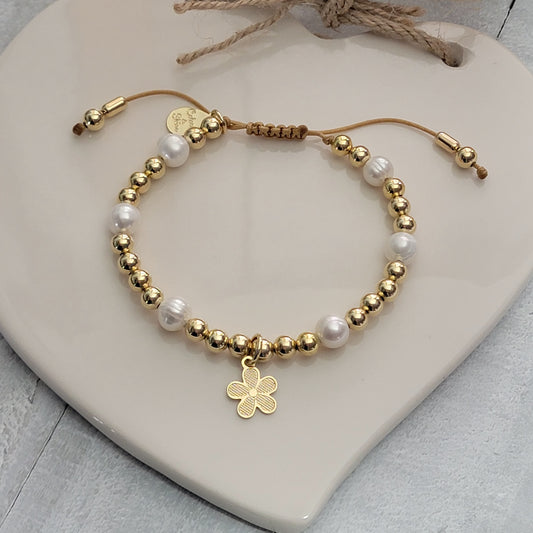 Adjustable Flower Pearl Bracelet