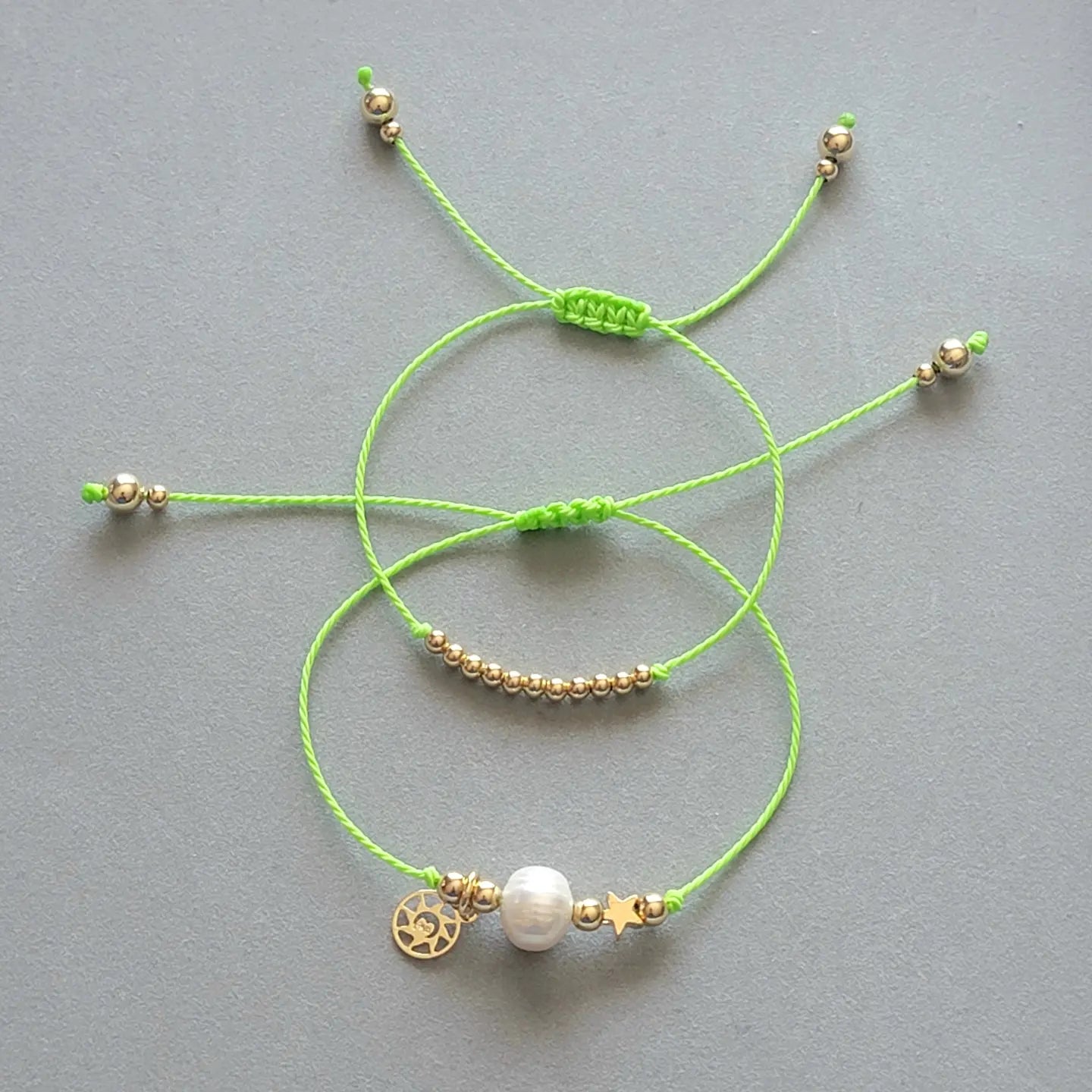 Set of 2 Bracelets With 18K Gold-filled Beads, Freshwater Pearl, Mix & Match Colors
